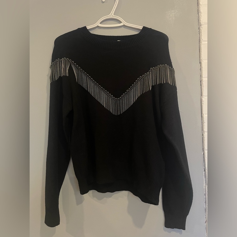 Tasseled Black Sweater